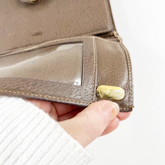 Gucci Vintage GG Supreme Web Long Trifold Wallet French Purse Brown - Picture 7 of 14